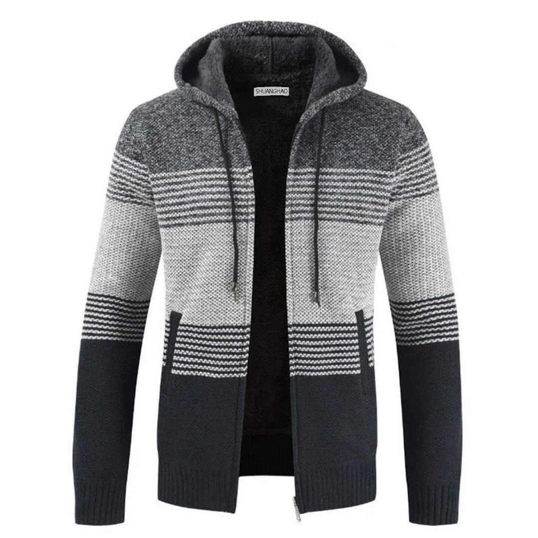 Shuanghao Herren Hoodie mit Kapuze Pullover Pulli Strick-Sweatshirt-Strickjacke-Cardigan, Freizeit-W
