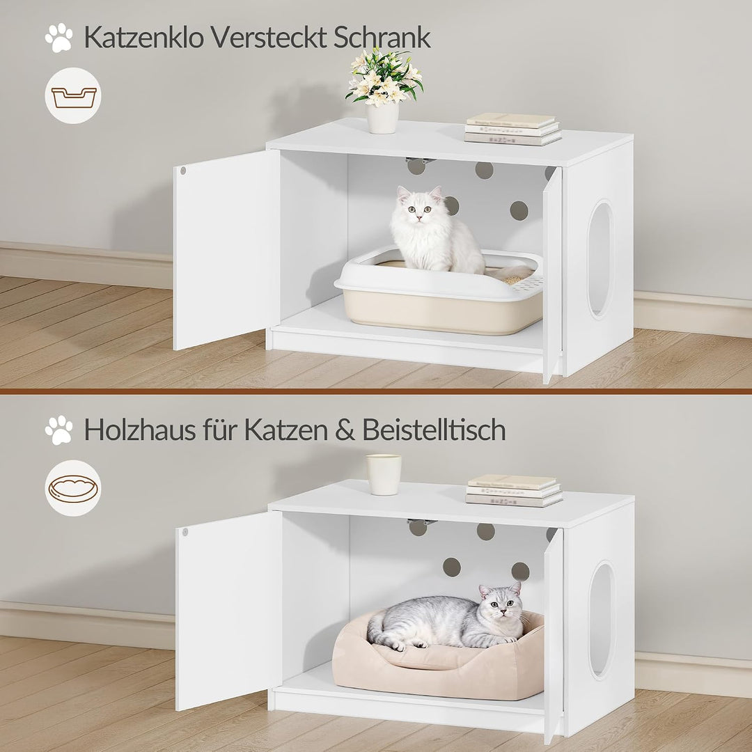 Fobyfurny Katzenklo Schrank, Versteckte Katzentoilette Möbel, Katzenschrank mit Drucktüren und Belüf