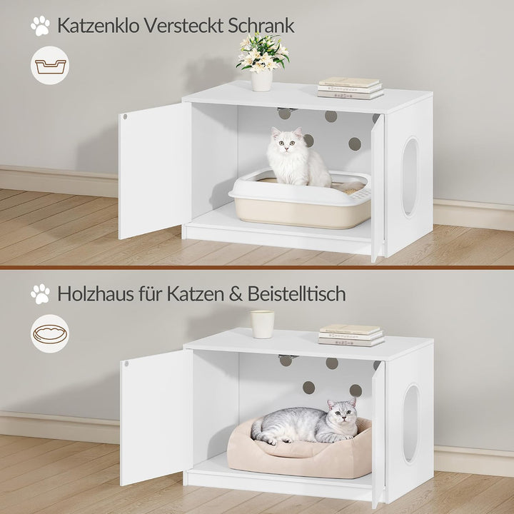 Fobyfurny Katzenklo Schrank, Versteckte Katzentoilette Möbel, Katzenschrank mit Drucktüren und Belüf