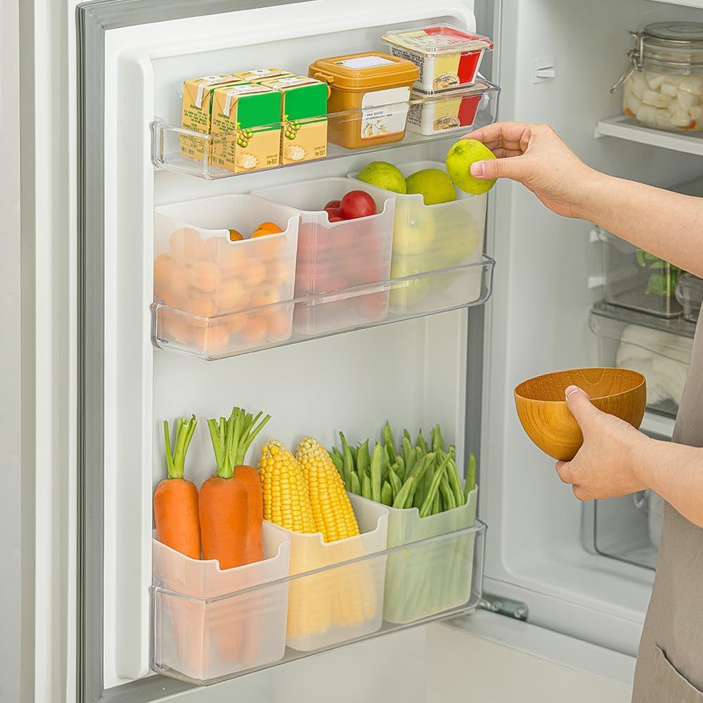 Poeland Kühlschrank-Organizer-Box, Kühlschrank-Seitentür, Aufbewahrungsbehälter, Kunststoff, durchsc
