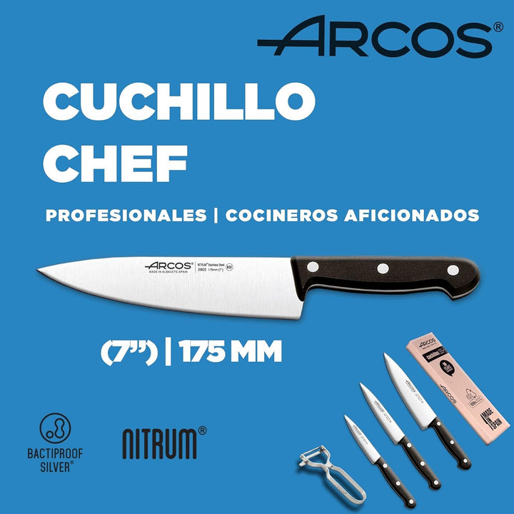 Arcos Küchenmesser-Set, 4-Stück | Profi-Küchenmesser Set mit schwarzem Griff & gebogenen Klingen aus