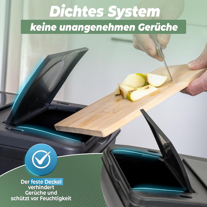 Novaliv Mülltrennsystem Set - 2x 25L Mülleimer Trennsystem - Mülleimer 4 Fächer - Mülltrennsysteme s