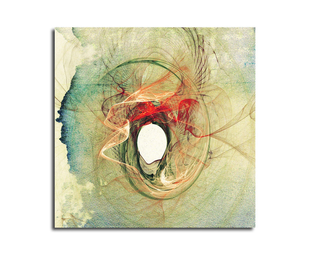 Paul Sinus Art Der Irrgang - Abstrakt367_60x60cm Bild auf Leinwand grün beige rot Abstraktes Motiv q