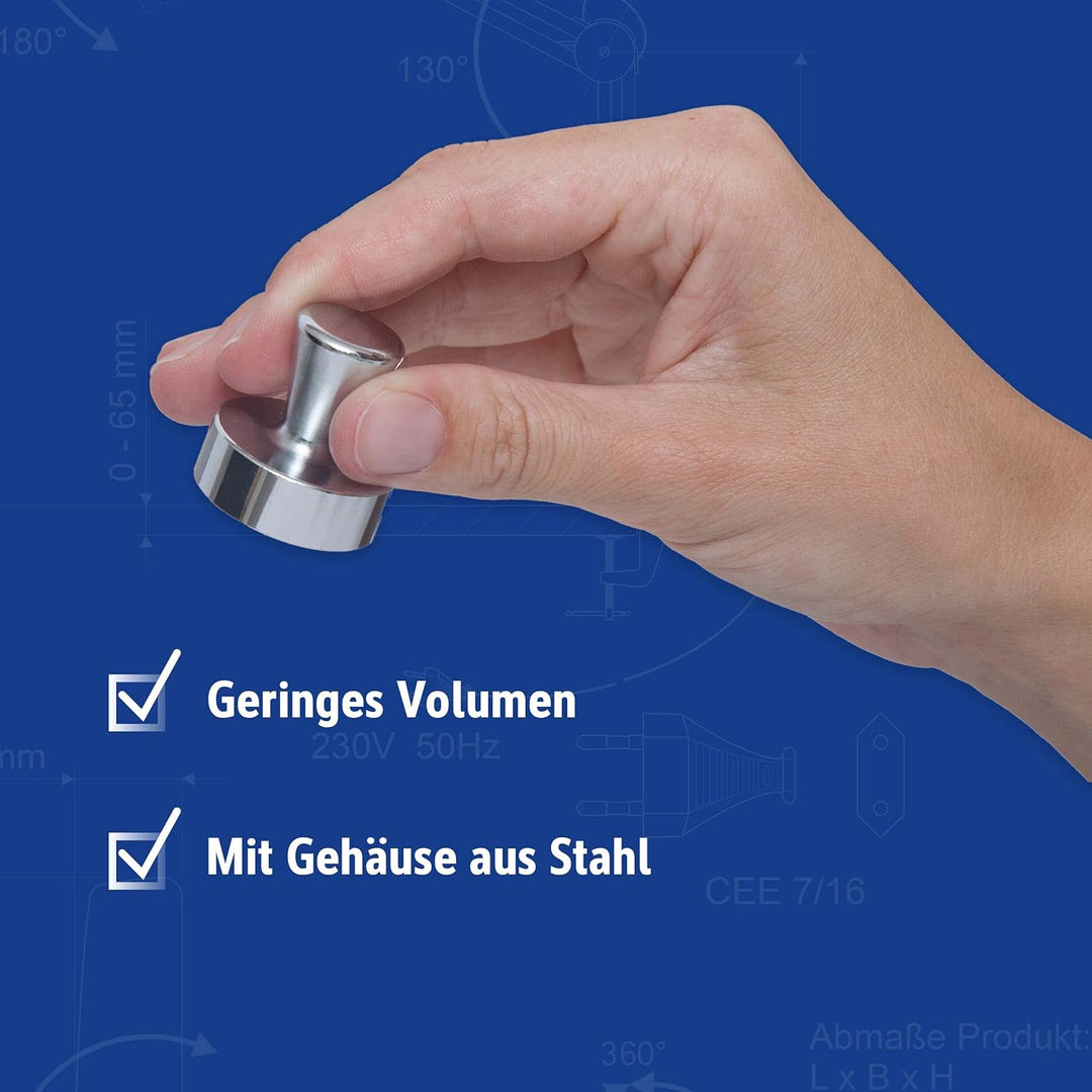 MAUL Neodym Kegelmagnet Ø32x33mm (2 Stück) | Magnete mit hoher Haftkraft für Magnettafel, Whiteboard