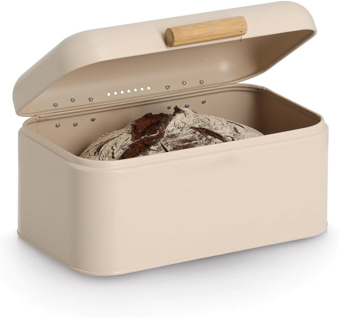 Zeller Brotkasten, Metall/Bambus, beige