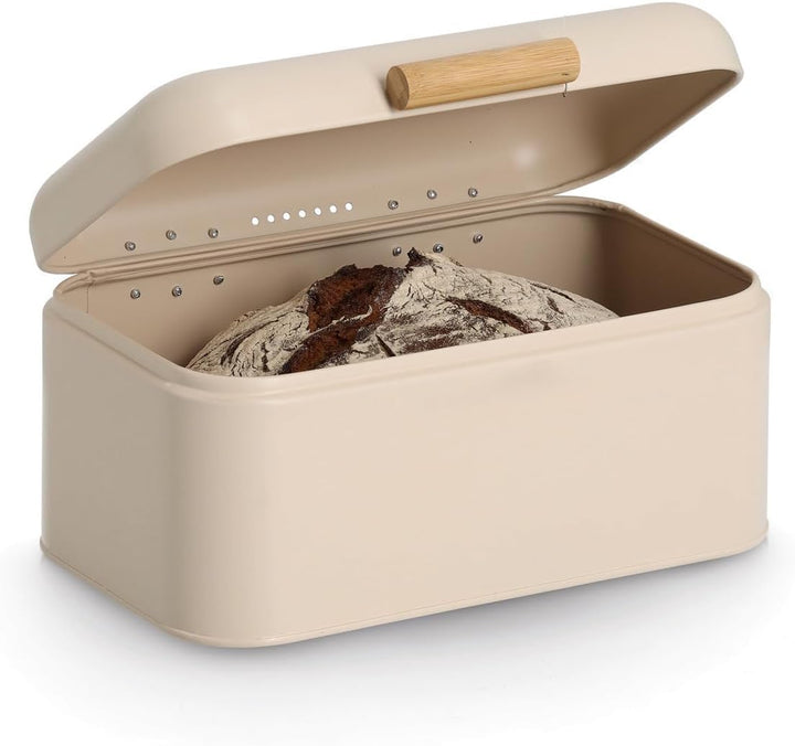 Zeller Brotkasten, Metall/Bambus, beige