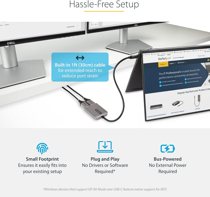 StarTech.com USB-C auf Dual DisplayPort 1.4 Adapter, USB-C Multi-Monitor MST Hub, Dual 5K 60Hz DP La