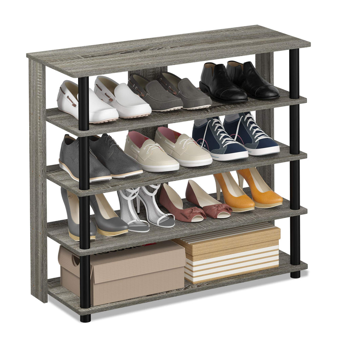 Furinno Schuhregal mit 5 Ablageflächen, holz, Französisches Eichengrau, 29.97 x 29.97 x 74.8 cm 5-Ti