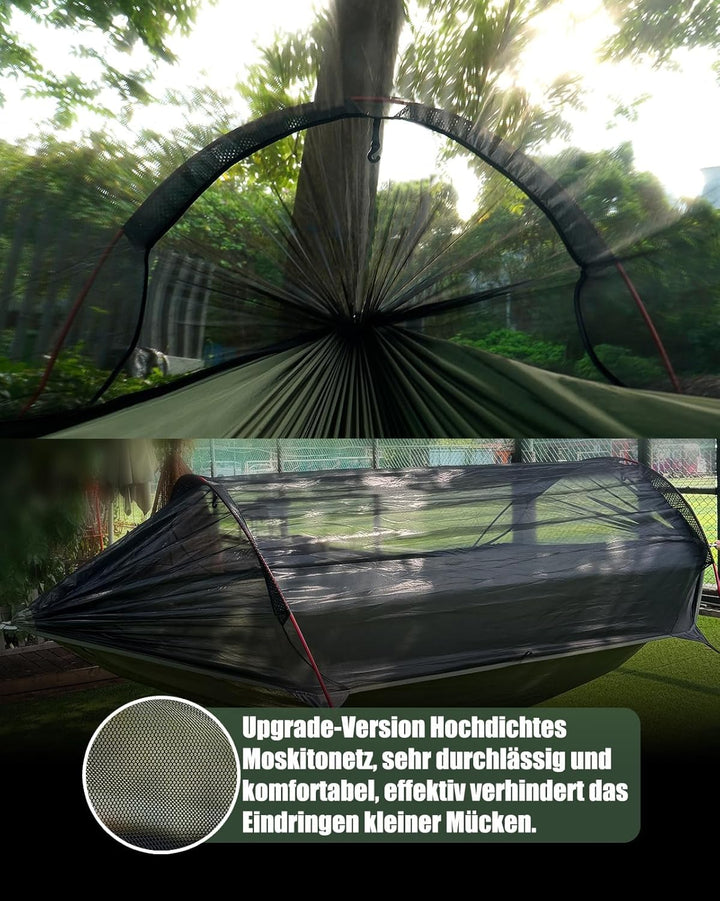 COVACURE Hängematte Outdoor Hängematte mit Moskitonetz - 200kg Belastbarkeit für 2 Personen 270 x 14
