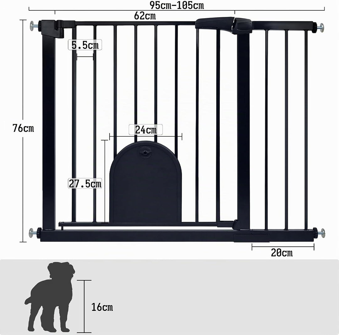 Froadp Türschutzgitter Baby Treppengitter 95-105cm Kindergitter ohne Bohren Türgitter mit Tür für Hu