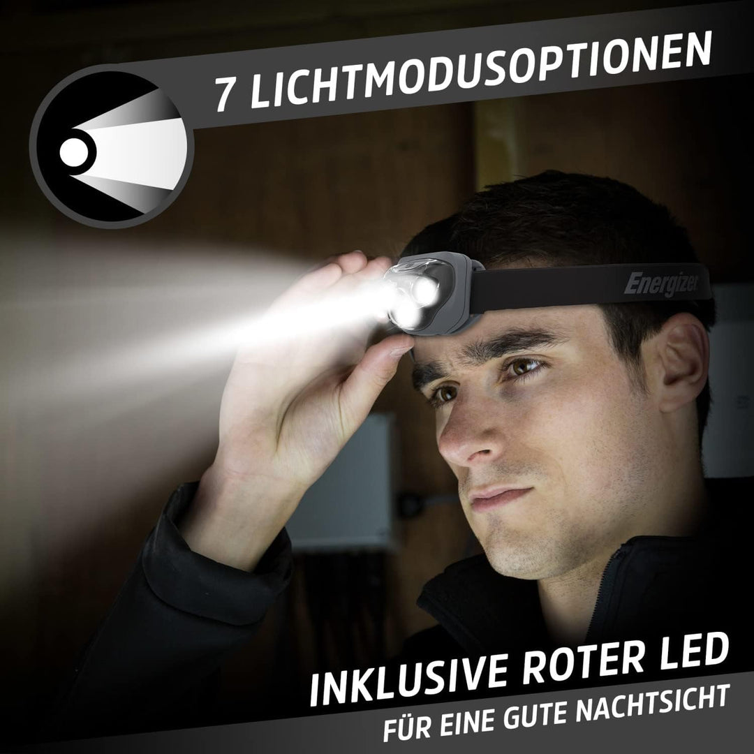 Energizer Stirnlampe LED, Vision HD Plus, Superhelle Kopflampe für Camping, Outdoor und Wandern, Bat