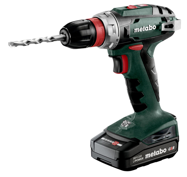 metabo Akku-Bohrschrauber BS 18 Quick - 18 V, 48 Nm Drehmoment, Ø 20 mm Holz, 1.600 U/min - Schnellw