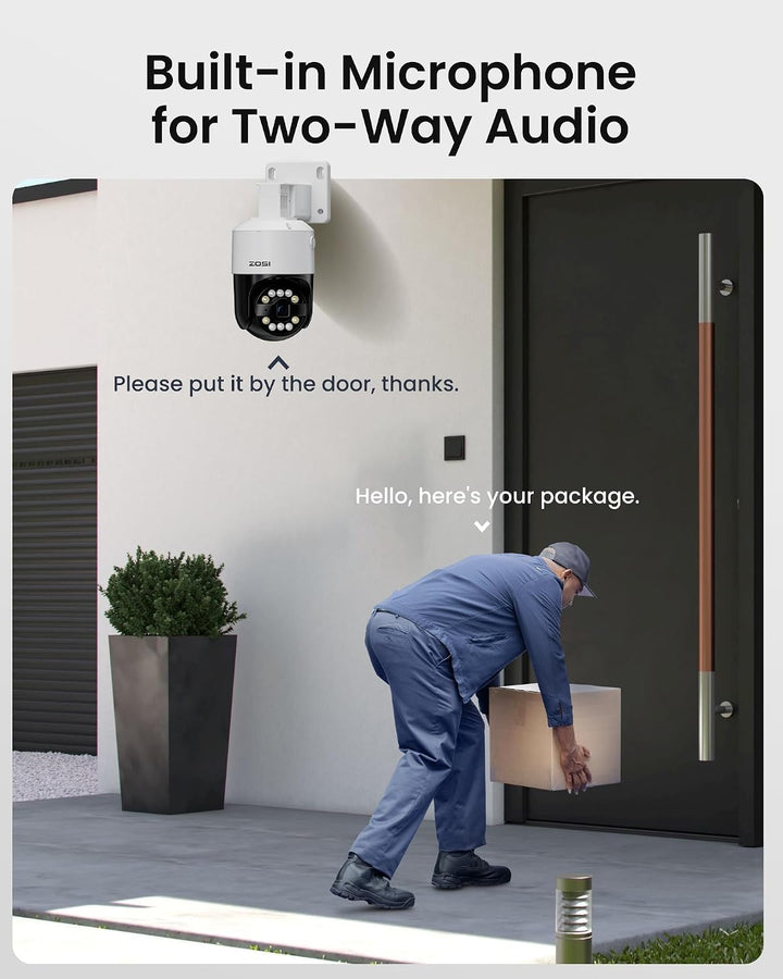 ZOSI Add-on 4K 8MP PoE Überwachungskamera Aussen, 360° Schwenkbar, Personen- &amp; Fahrzeugerkennung, Au