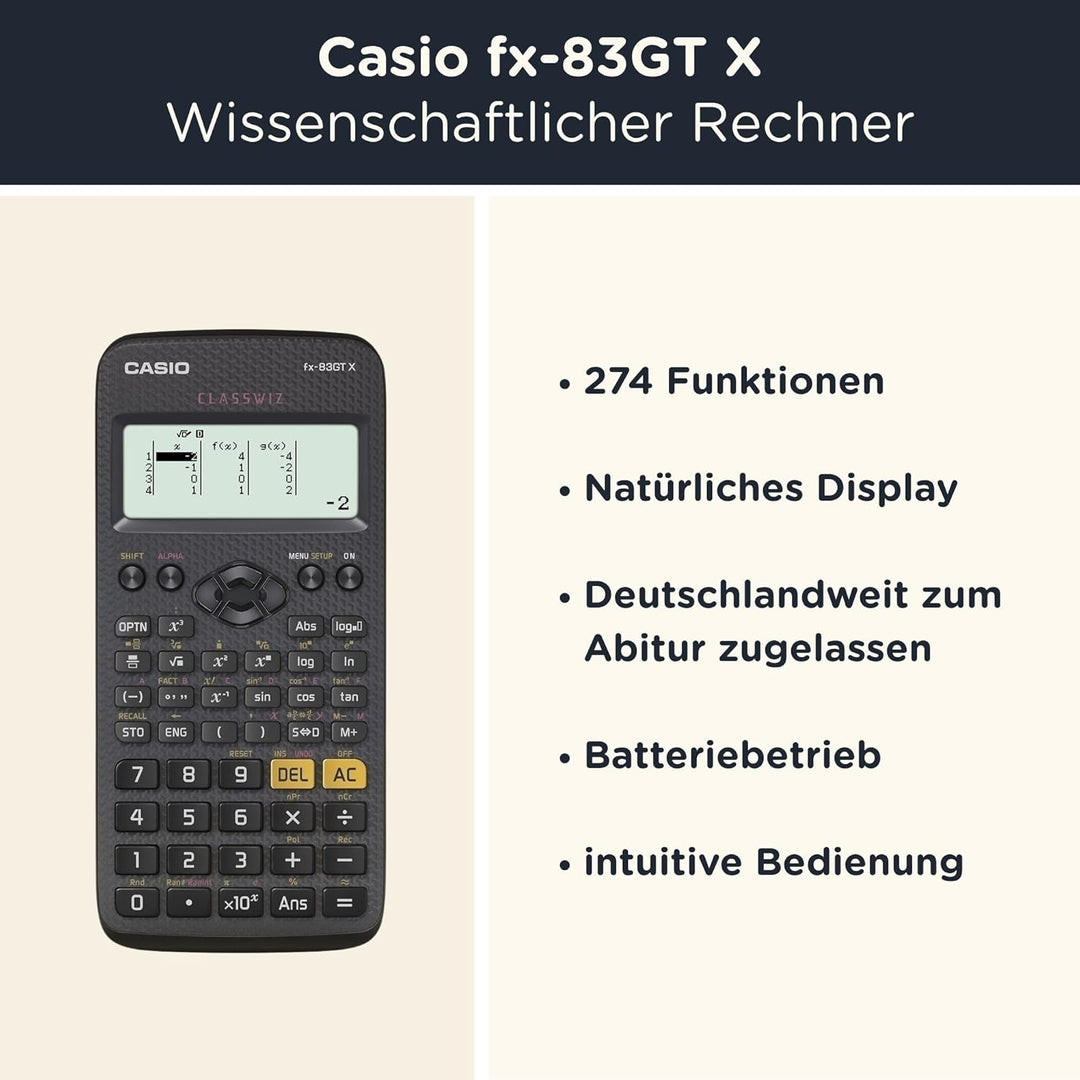 CALCUSO Sparpaket: Casio FX-83GT X technisch-wissenschaftlicher Taschenrechner + WYNGS Schutztasche