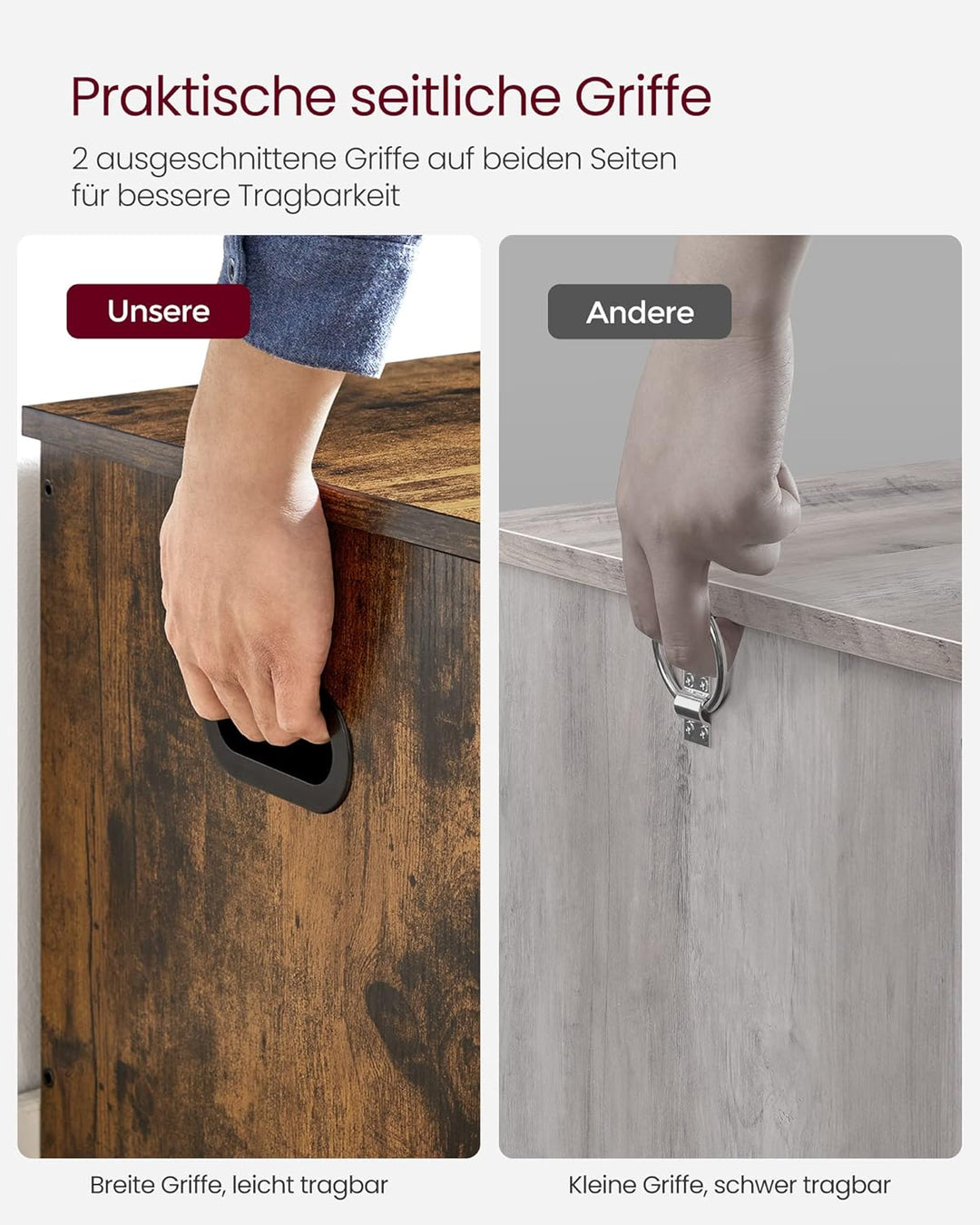 VASAGLE Schuhbank, Sitzbank mit Stauraum, Sitztruhe, 2 Sicherheitsscharniere, Aufbewahrungsschrank,