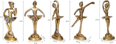 Purpledip Messing-Statuen Ballett Tanzendes Mädchen Ballerina Set in 5 Posen (12264)