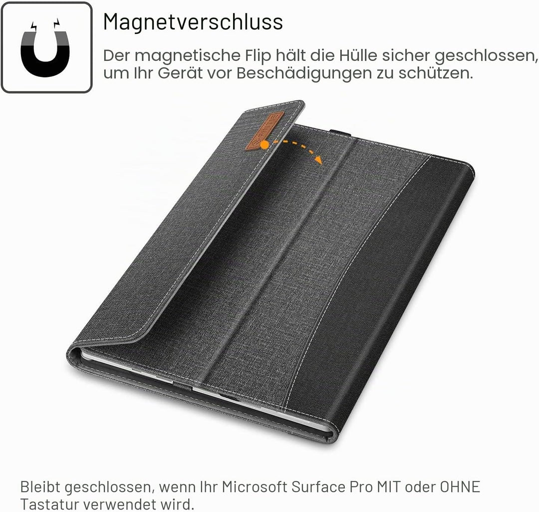 Fintie Hülle für Microsoft Surface Pro 7+ / 7/6 / 5/4 / 3 - Multi-Sichtwinkel Kunstleder Tasche Schu