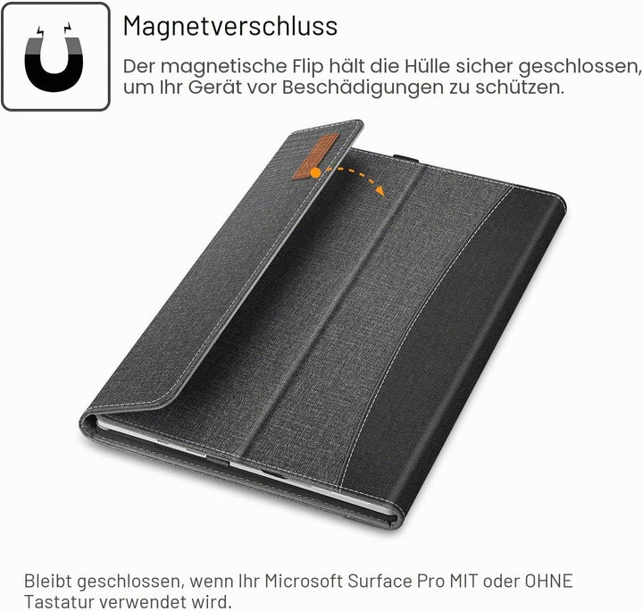 Fintie Hülle für Microsoft Surface Pro 7+ / 7/6 / 5/4 / 3 - Multi-Sichtwinkel Kunstleder Tasche Schu