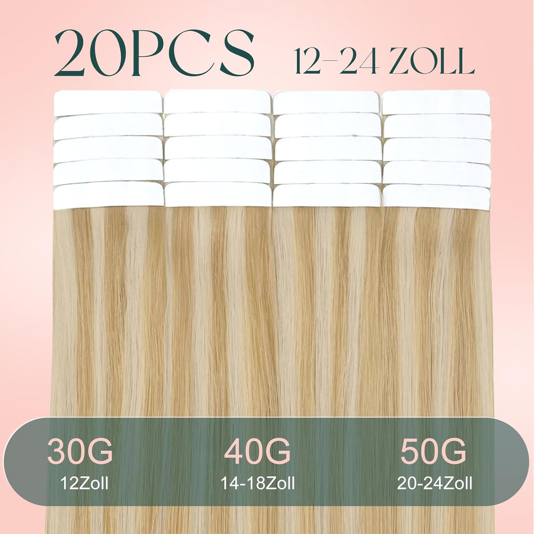 Easyouth Tape in Extensions Echthaar Ombre Extensions Tape in Echthaar 24 Zoll 50g Farbe Honigblond