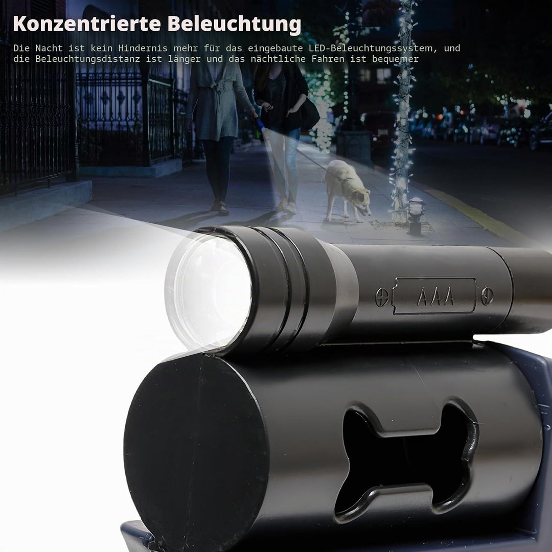Hundeleine Doppelleine für 2 Hunde mit LED-Licht, einziehbare Leine mit komfortablem Griff, Rolllein