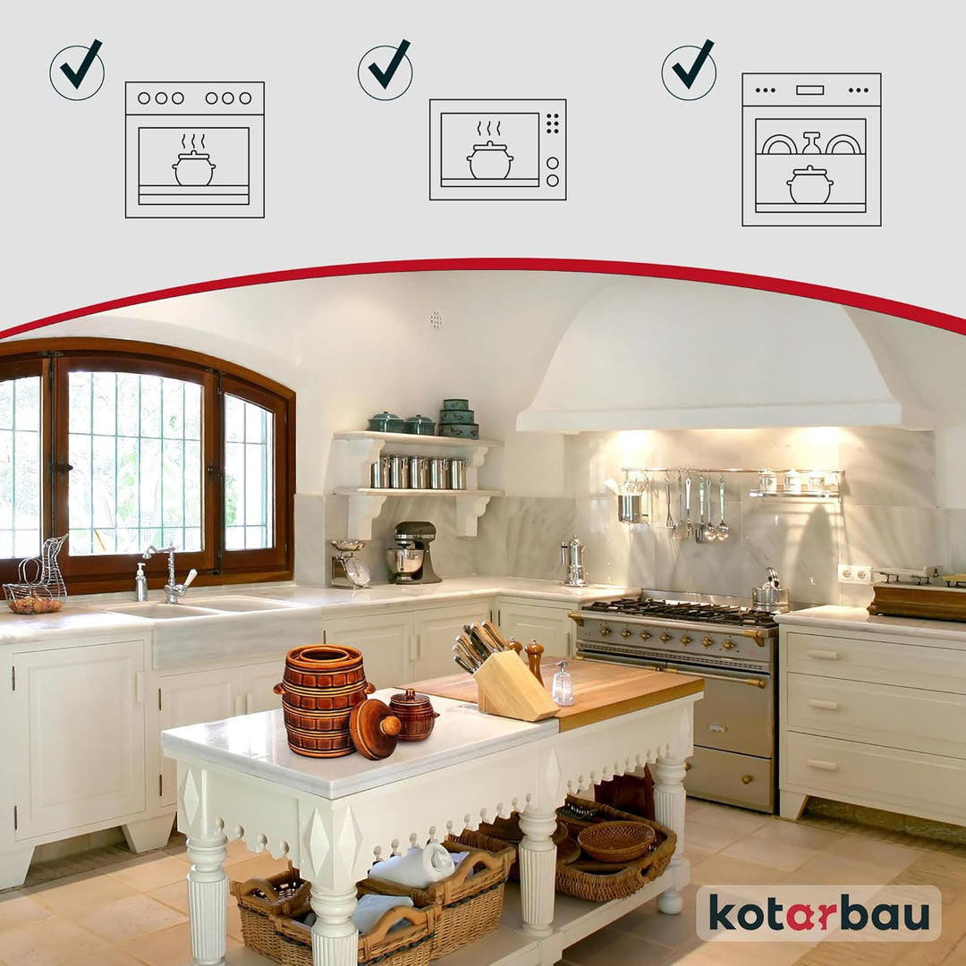 KOTARBAU® Gärtopf Steinguttopf 3,2 L Sauerkrauttopf Gurkentopf mit Deckel Einmachtopf Keramiktopf St