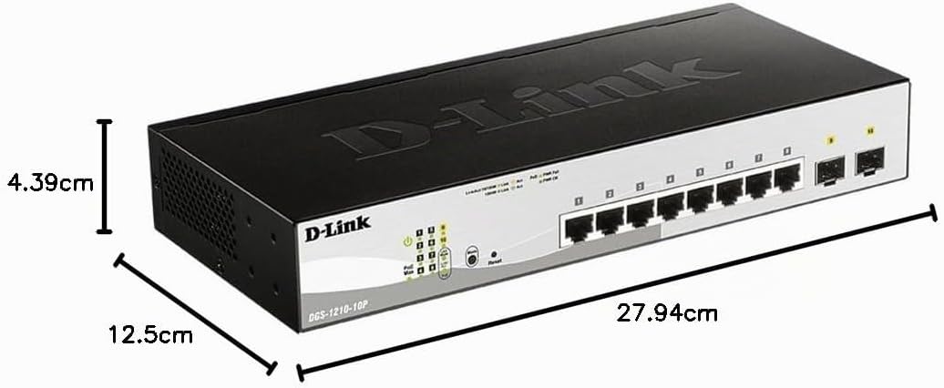 D-Link DGS-1210-10 10-Port Gigabit Smart Switch (8 x 10/100/1000 Mbit/s Base-T-Ports, 2 x 100/1000 M