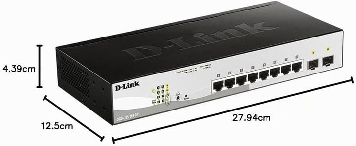 D-Link DGS-1210-10 10-Port Gigabit Smart Switch (8 x 10/100/1000 Mbit/s Base-T-Ports, 2 x 100/1000 M