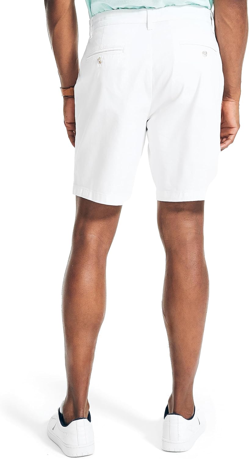 Nautica Herren Classic Fit Flat Front Stretch Chino Deck Lssige Shorts 32 Bright White, 32 Bright Wh