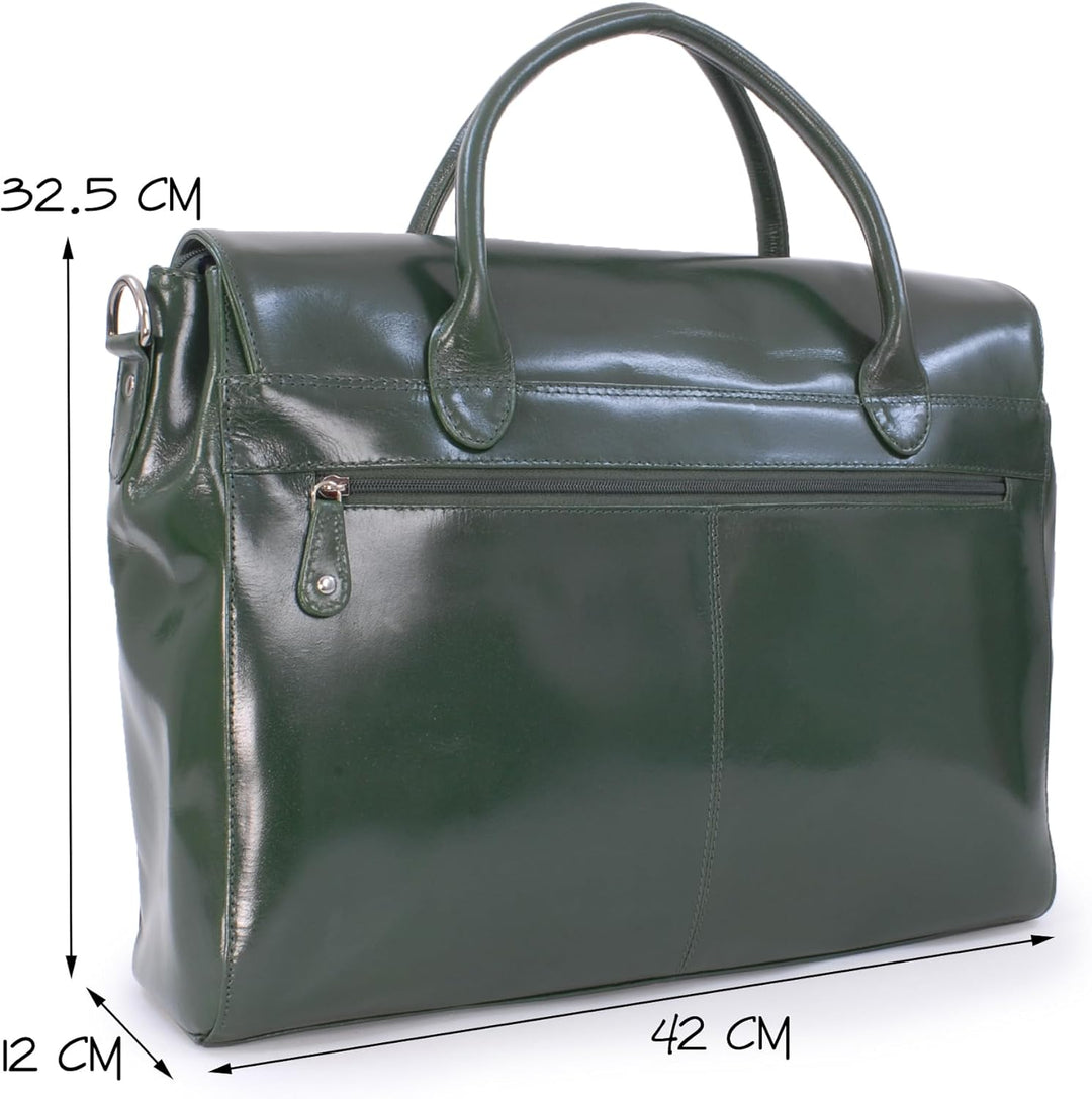 Catwalk Collection Handbags - Damen Leder Laptoptasche 17 Zoll - Arbeitstasche Extra Gross - Aktenta
