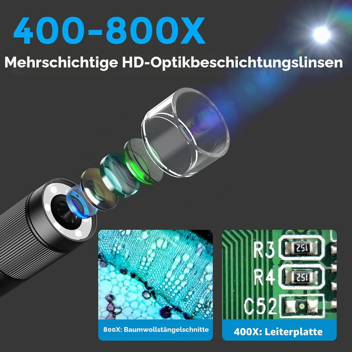 LCD Digital Handheld Microscope, 800x Portable Pocket Microscope for Kids with LED Lights, Electroni
