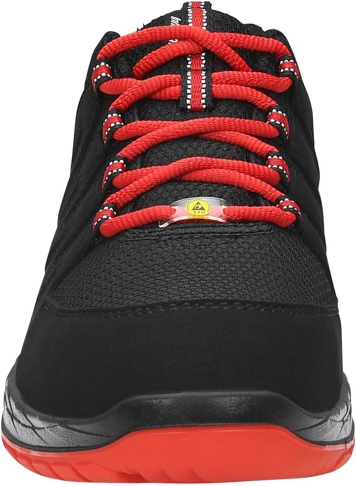 ELTEN Sicherheitsschuhe Maddox Black-red Low ESD S3S, Damen und Herren, Textil, Stahlkappe, leicht,