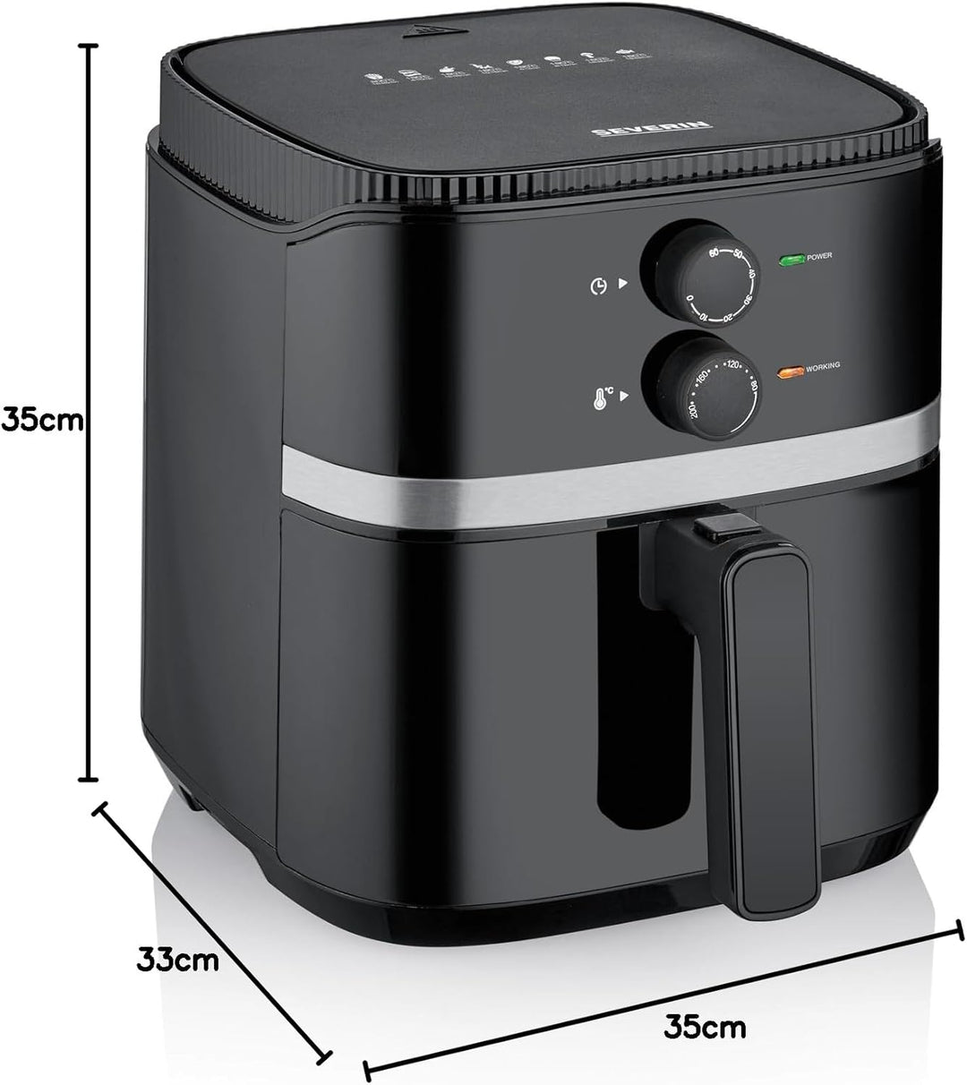 SEVERIN Heissluftfritteuse mit 5 Liter Garraum, Heissluft Fryer für gesundes Kochen, Fritteuse ohne