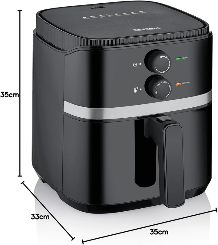 SEVERIN Heissluftfritteuse mit 5 Liter Garraum, Heissluft Fryer für gesundes Kochen, Fritteuse ohne