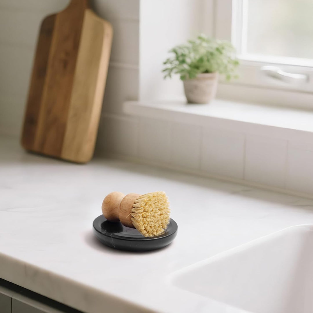 WORHE Seifenschale echter natürlicher Marmorhalter für Badezimmer, Badewanne, Dusche, Küchenspüle, H