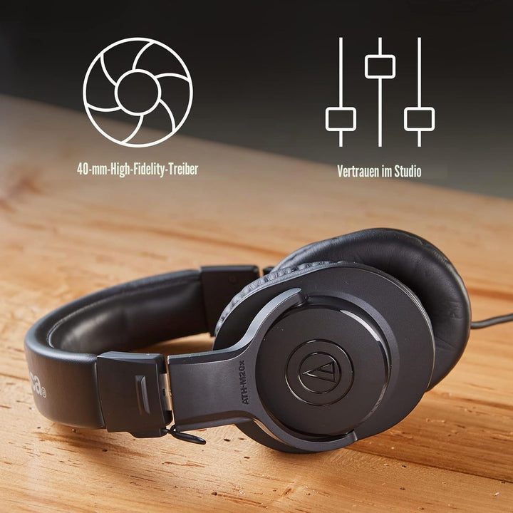 Audio-Technica M20x Professioneller Monitorkopfhörer Schwarz Kabelgebunden, Kabelgebunden
