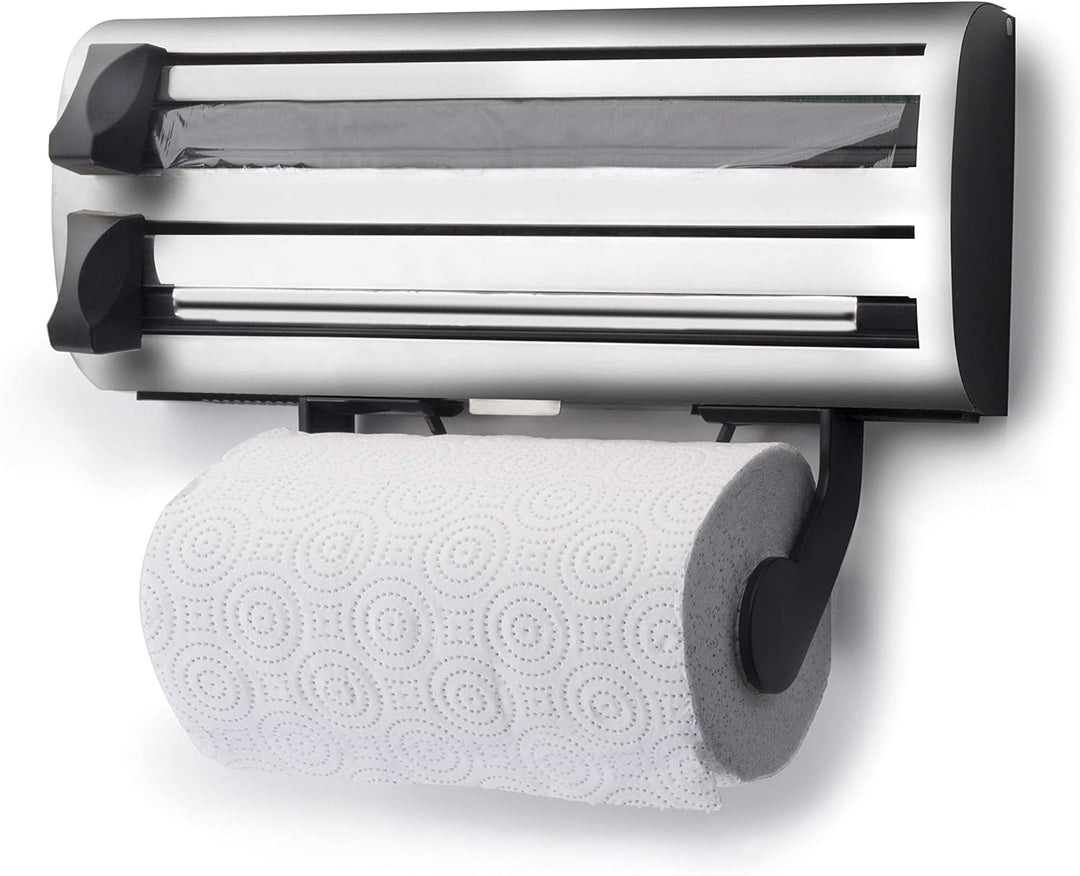 IBILI DISPENSADOR Film/Papel 3 EN 1, Stainless Steel, schwarz/Silber, 35 x 17 x 7 cm