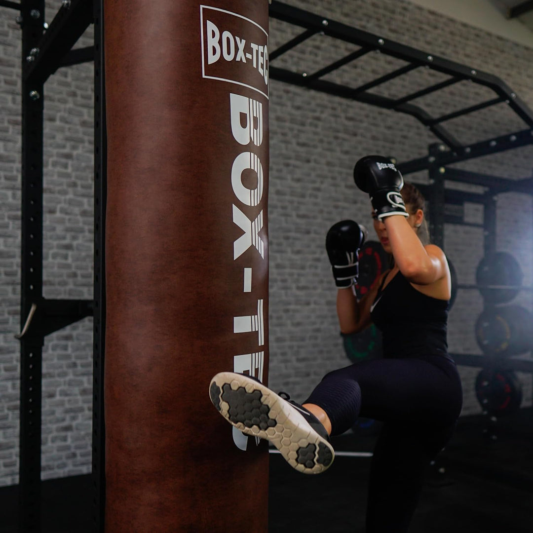 BOX-TEC Boxsack Sandsack Punching-Bag Retro 120cm, gefüllt inkl. Vierpunkt-Kette mit Drehwirbel
