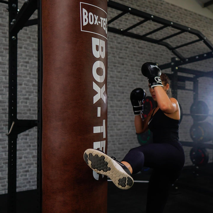 BOX-TEC Boxsack Sandsack Punching-Bag Retro 120cm, gefüllt inkl. Vierpunkt-Kette mit Drehwirbel