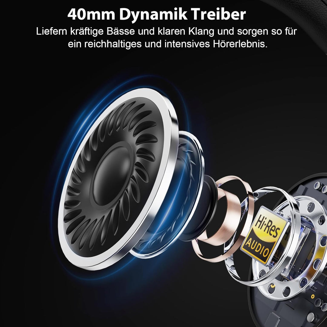 1Mii Over Ear Kopfhörer kabelloser Bluetooth, LDAC Hi-Res Audio, Hybrid Active Noise Cancelling Kopf