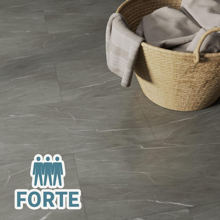 ARTENS - PVC Bodenbelag - Click Vinyl-Fliesen Albury - Vinylboden - FORTE - Marmoreffekt - Dunkelgra
