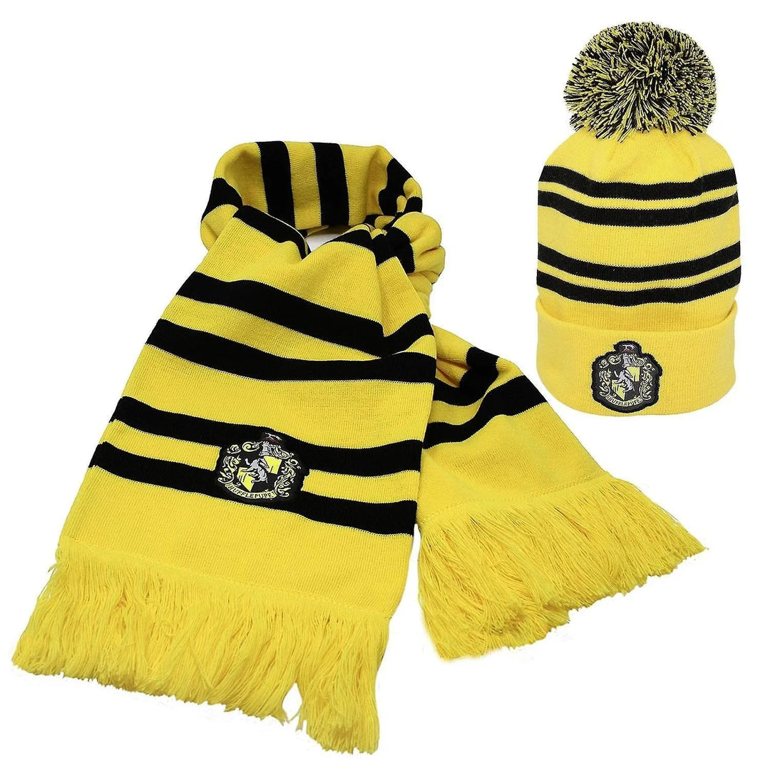 Harry Potter Unisex Hufflepuff Hat & Scarf Winter-Zubehör-Set, gelb, Einheitsgrösse