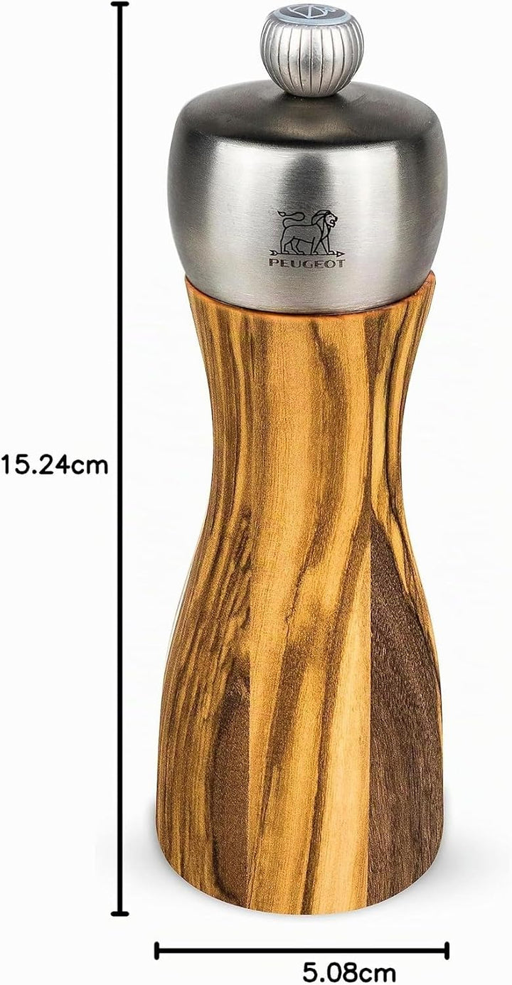 Peugeot Salzmühle Fidji 15 cm Natur I Hochwertige Salzmühle manuell aus PEFC-zertifiziertem Olivenho