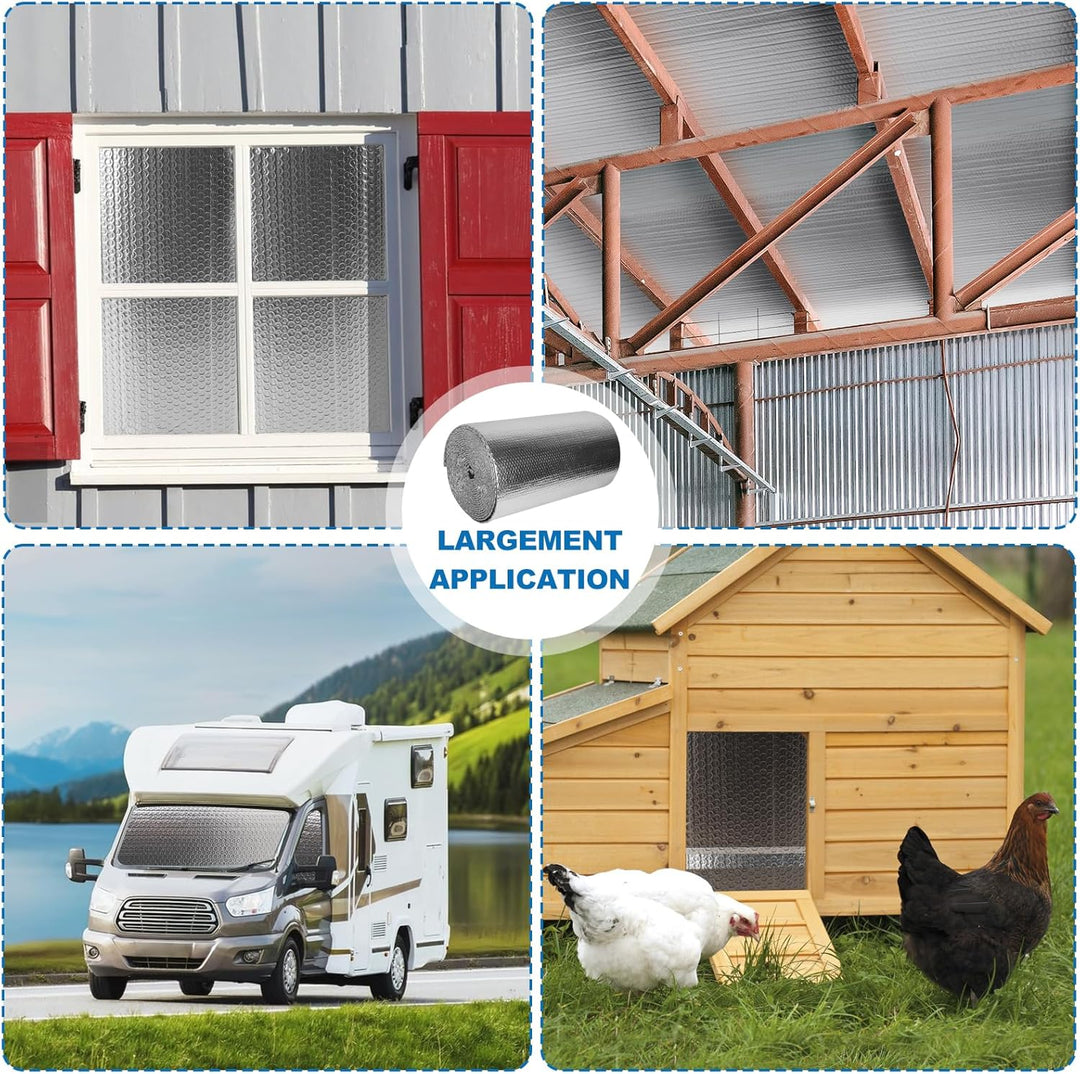 Dripex Aluminisierte Isolierfolie Dämmfolie Doppelte Alu-Luftpolsterfolie Dachisolierung 4-5mm Isoli