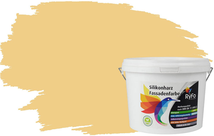 RyFo Colors Silikonharz Fassadenfarbe Lotuseffekt Trend Safrangelb 3l - bunte Fassadenfarbe, weitere