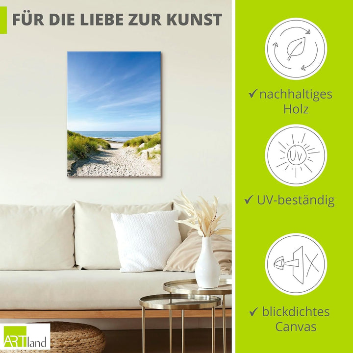 ARTland Leinwandbilder Wandbild Bild auf Leinwand 45x60 cm Strand Meer Küste Nordsee Sand Dünen Natu
