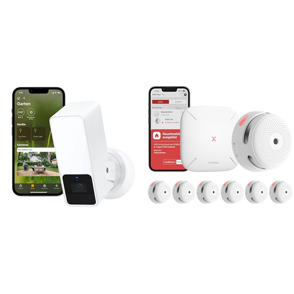 Eve Outdoor Cam White Edition – Smarte Überwachungskamera & X-Sense XS01-M ProConnected Rauchmelder