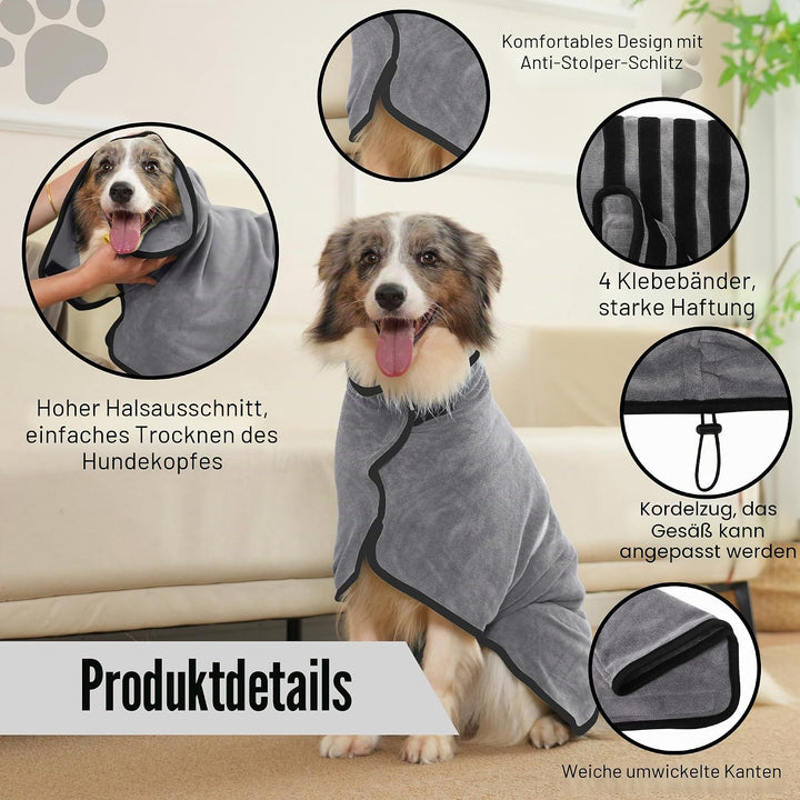 Hundebademantel Ultra Saugfähig Mikrofaser Hunde Trockenmantel für Schnelles Trocknen, Weiches Doppe