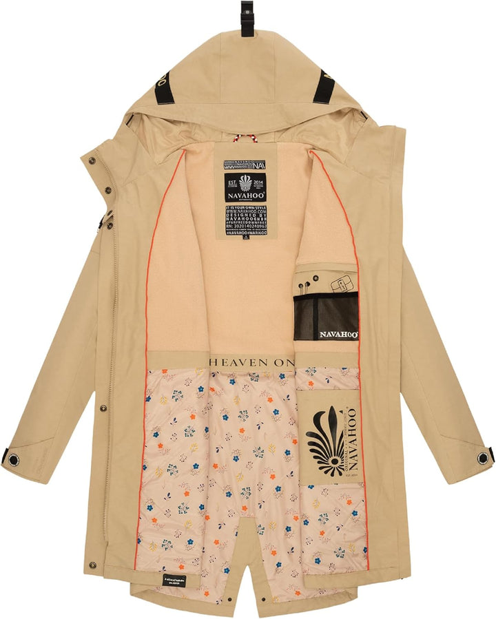 Navahoo Damen Übergangsjacke leichte Jacke mit Kapuze Pfefferschote XS-3XL XS Beige, XS Beige