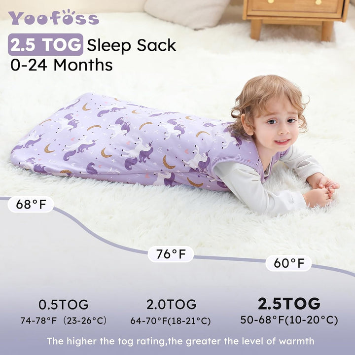 Yoofoss Schlafsack Baby Winter 2.5 Tog - 78cm/6-12 Monate Winterschlafsack Baumwolle Warm Babyschlaf