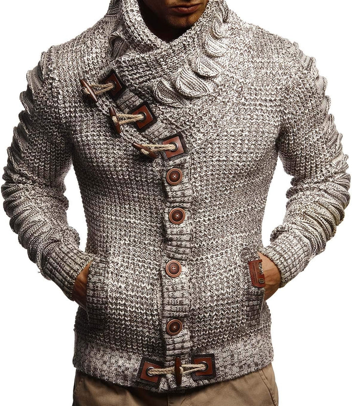 Leif Nelson Herren Strickjacke mit Knöpfen in Regular Fit, Männer Cardigan in Langarm Design, ideal